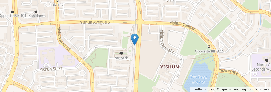 Mapa de ubicacion de Yishun Station en Singapour, Northwest.