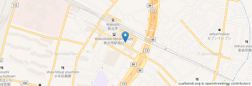 Mapa de ubicacion de 山内農場 和光市南口駅前店 en Japão, 埼玉県, 和光市.