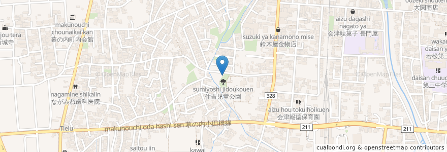 Mapa de ubicacion de 住吉児童公園 en Giappone, Prefettura Di Fukushima, 会津若松市.