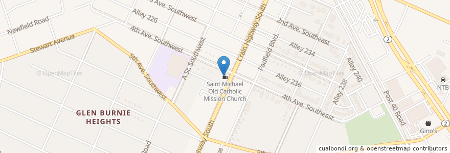 Mapa de ubicacion de Saint Michael Old Catholic Mission Church en Vereinigte Staaten Von Amerika, Maryland, Anne Arundel County, Glen Burnie.