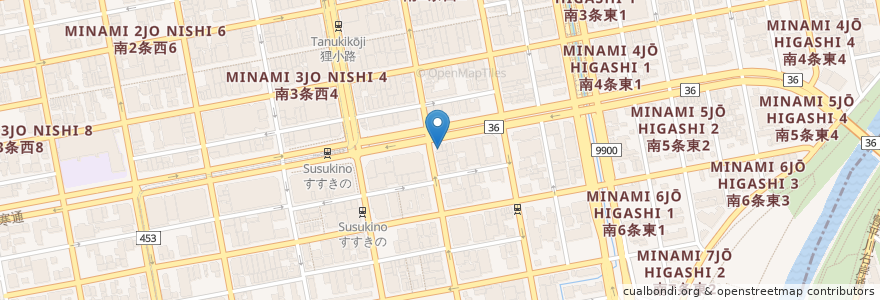 Mapa de ubicacion de セクシーカフェ メイドル en Japan, Präfektur Hokkaido, 石狩振興局, 札幌市, 中央区.