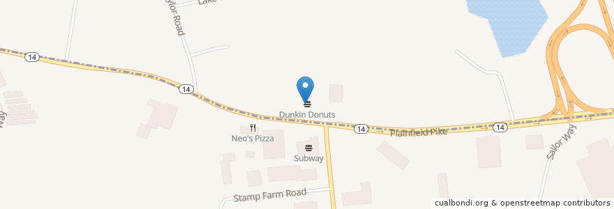 Mapa de ubicacion de Dunkin' Donuts en Stati Uniti D'America, Rhode Island, Providence County, Cranston.
