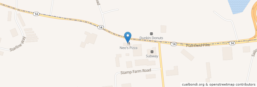 Mapa de ubicacion de Neo's Pizza en Amerika Birleşik Devletleri, Rhode Island, Providence County, Cranston.