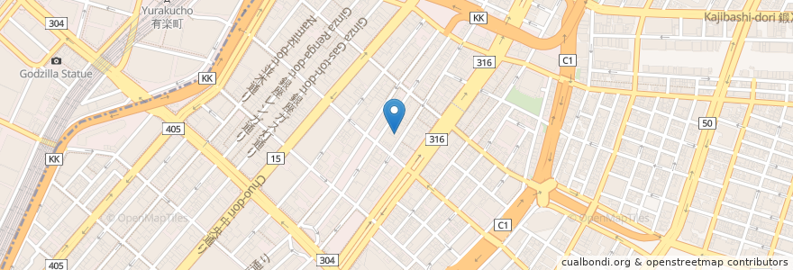 Mapa de ubicacion de ミタスカフェ en Japan, 東京都, 中央区.
