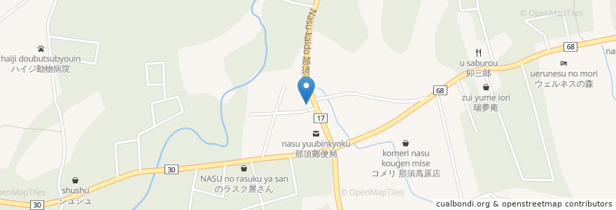 Mapa de ubicacion de 那須塩原警察署 広谷地駐在所 en Japon, Préfecture De Tochigi, 那須郡, 那須町.