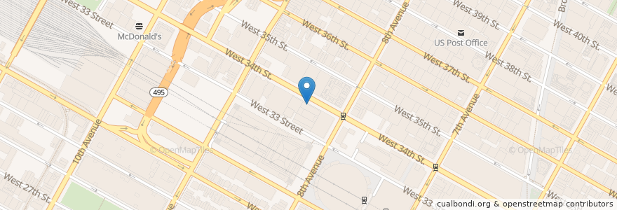 Mapa de ubicacion de Dunkin' Donuts en アメリカ合衆国, ニューヨーク州, New York, New York County, Manhattan, Manhattan Community Board 4.