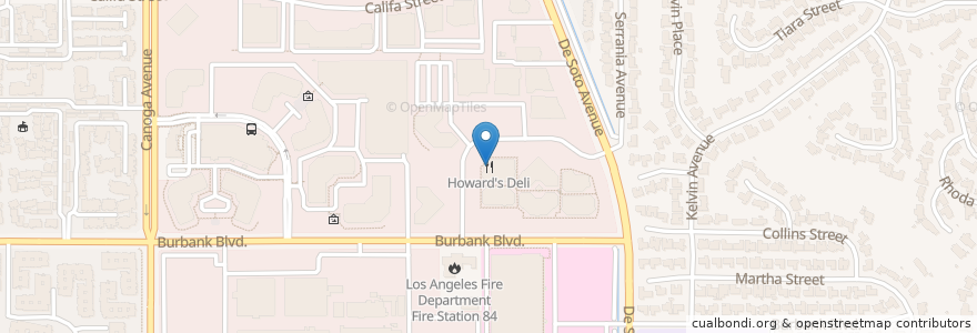 Mapa de ubicacion de Howard's Deli en ایالات متحده آمریکا, کالیفرنیا, Los Angeles County, لوس آنجلس.