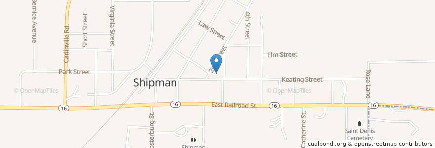 Mapa de ubicacion de Shipman United Methodist Church en Amerika Birleşik Devletleri, Illinois, Macoupin County, Shipman.