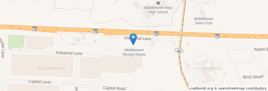 Mapa de ubicacion de Middletown Woody Waste en United States, Pennsylvania, Dauphin County.