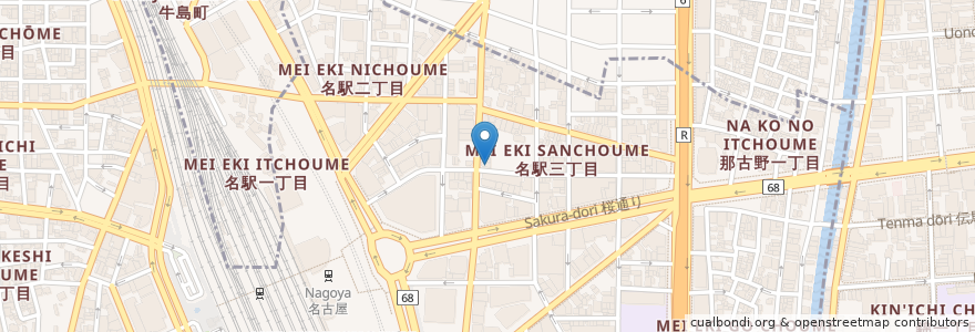 Mapa de ubicacion de どて家 en Japan, 愛知県, Nagoya, 中村区.