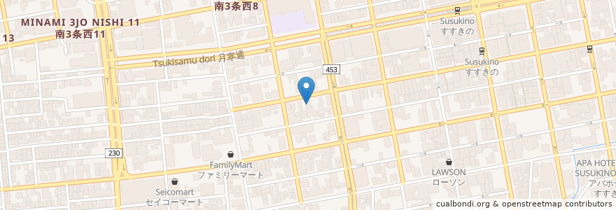 Mapa de ubicacion de 札幌市中央区 西創成まちづくりセンター en Japón, Prefectura De Hokkaidō, 石狩振興局, Sapporo, 中央区.
