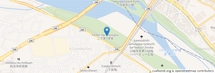 Mapa de ubicacion de 水飲み場 en Japan, Präfektur Kanagawa, Tokio, 川崎市, 世田谷区.