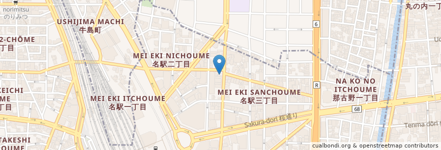 Mapa de ubicacion de こやこや en Japan, 愛知県, Nagoya, 中村区.