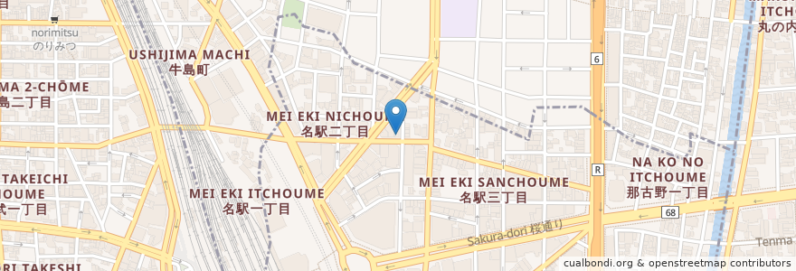 Mapa de ubicacion de バジェットレンタカー en Japão, 愛知県, Nagoia, 中村区.