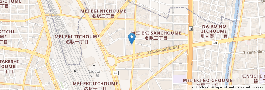 Mapa de ubicacion de たい信 en 일본, 아이치현, 나고야 시, 中村区.