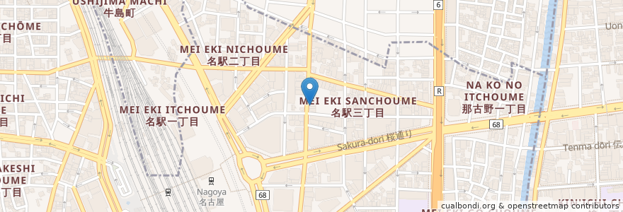 Mapa de ubicacion de Pã'lNA en Jepun, 愛知県, 名古屋市, 中村区.