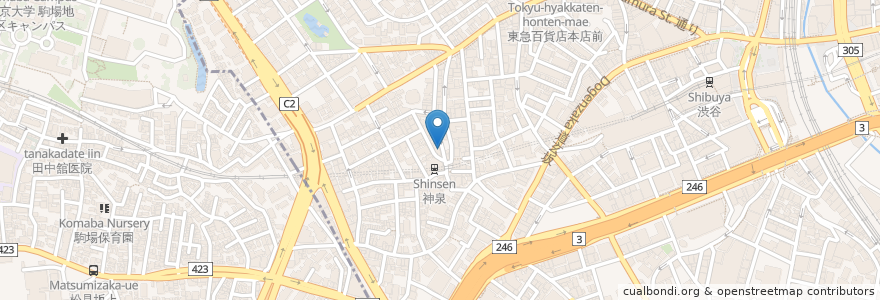 Mapa de ubicacion de かしわビストロバンバン en Japan, 東京都, 渋谷区.