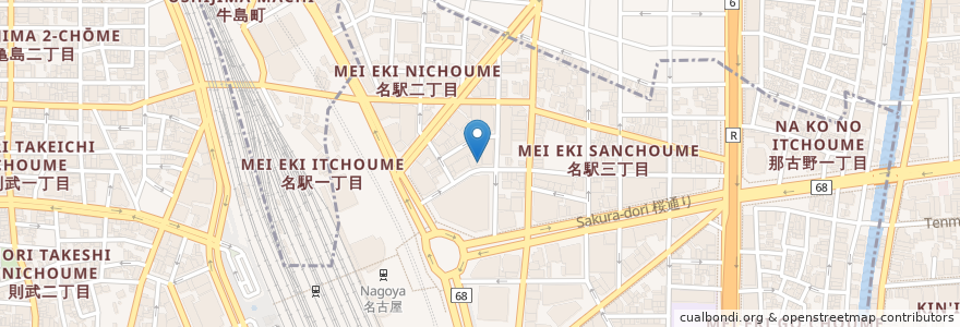 Mapa de ubicacion de 焼肉トラジ en 日本, 愛知県, 名古屋市, 中村区.