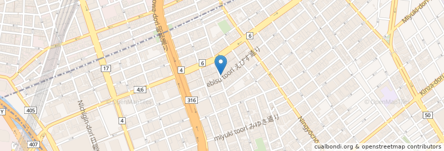 Mapa de ubicacion de うみやまはたけ en اليابان, 東京都, 千代田区, 中央区.