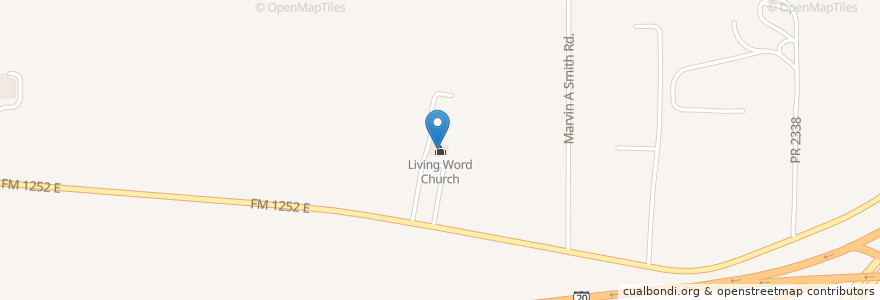 Mapa de ubicacion de Living Word Church en États-Unis D'Amérique, Texas, Gregg County.