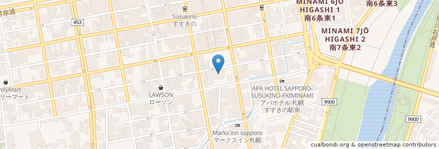 Mapa de ubicacion de 新榮寺 en Japonya, 北海道, 石狩振興局, 札幌市, 中央区.