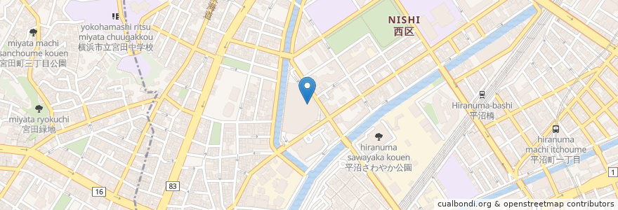Mapa de ubicacion de ハックドラッグ en 日本, 神奈川縣, 横滨市, 西区.