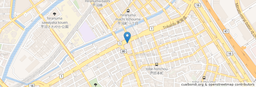 Mapa de ubicacion de 横浜銀行 en ژاپن, 神奈川県, 横浜市, 西区.