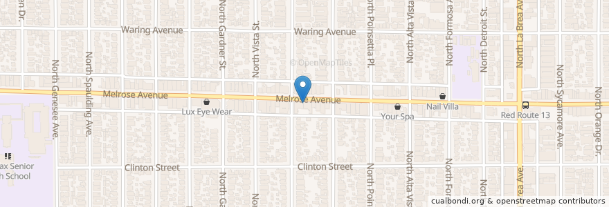 Mapa de ubicacion de La Creme Cafe en Stati Uniti D'America, California, Los Angeles County, Los Angeles.