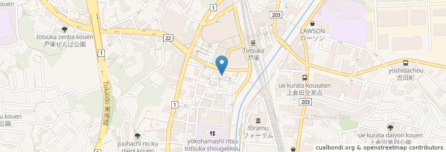 Mapa de ubicacion de 松乃家 en 日本, 神奈川県, 横浜市, 戸塚区.