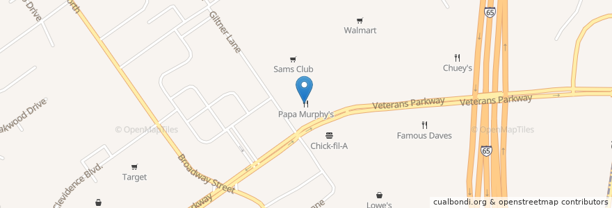 Mapa de ubicacion de Papa Murphy's en アメリカ合衆国, インディアナ州, Clark County, Clarksville.