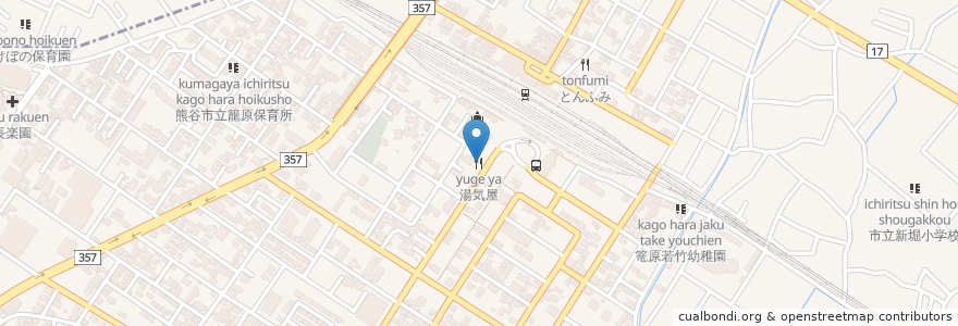 Mapa de ubicacion de 湯気屋 en Japão, 埼玉県, 熊谷市.