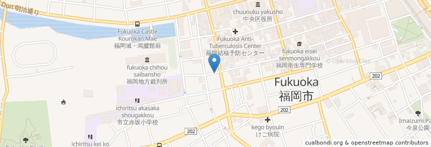 Mapa de ubicacion de 馬のキング en Japon, Préfecture De Fukuoka, 福岡市, 中央区.