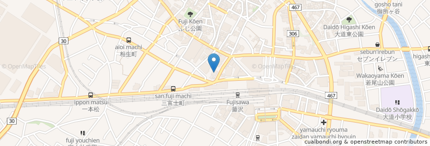 Mapa de ubicacion de かながわ信用金庫 en Japão, 神奈川県, 藤沢市.