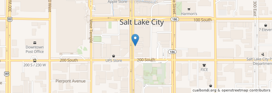 Mapa de ubicacion de Eva's Bakery en 美利坚合众国/美利堅合眾國, 犹他州 / 猶他州, Salt Lake County, Salt Lake City.