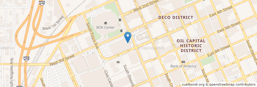 Mapa de ubicacion de Page Belcher Federal Building en 미국, 오클라호마, Tulsa County, Tulsa.