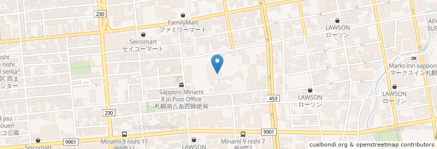 Mapa de ubicacion de 東本願寺 札幌別院 en 日本, 北海道, 石狩振興局, 札幌市, 中央区.