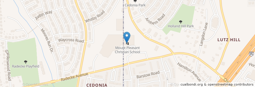 Mapa de ubicacion de Mount Pleasant Christian School en Соединённые Штаты Америки, Мэриленд, Baltimore County.