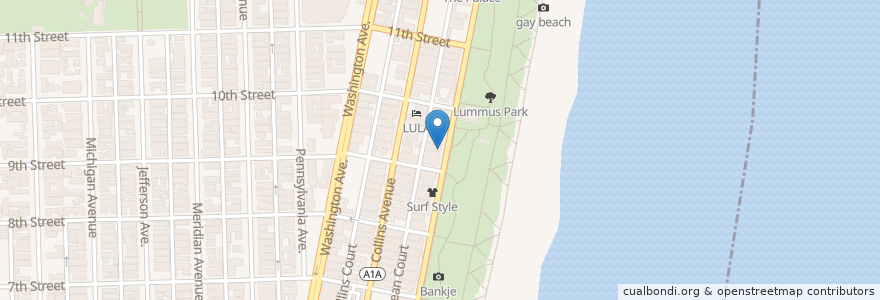 Mapa de ubicacion de Fat Tuesday en Estados Unidos Da América, Flórida, Condado De Miami-Dade, Miami Beach.