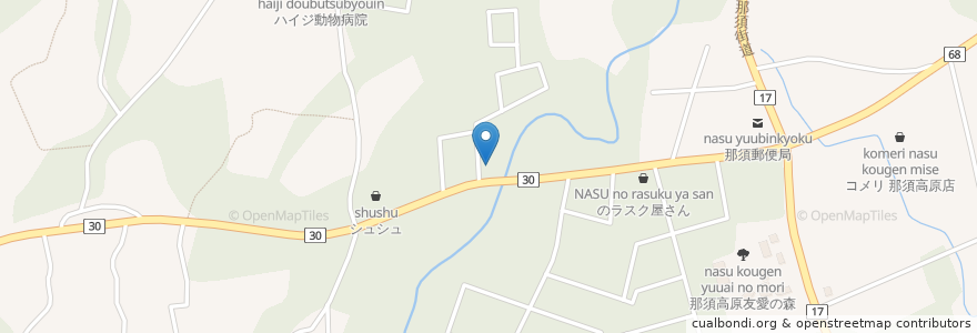 Mapa de ubicacion de ごはんや麦 en Japonya, 栃木県, 那須郡, 那須町.