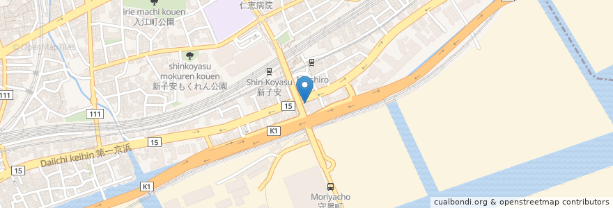 Mapa de ubicacion de はり亭 en Jepun, 神奈川県, 横浜市, 神奈川区.