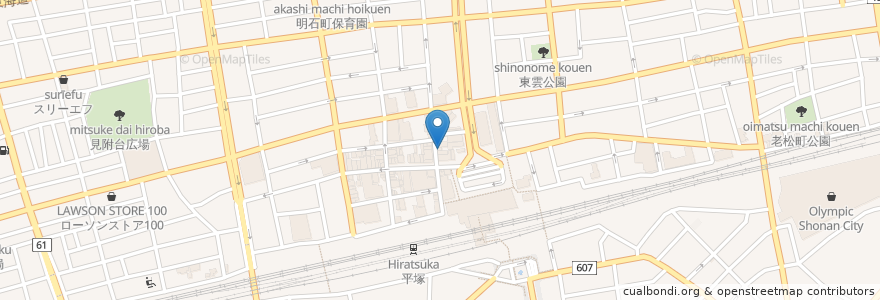 Mapa de ubicacion de 隠れや en Japonya, 神奈川県, 平塚市.