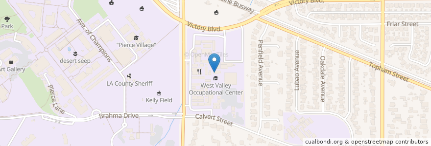 Mapa de ubicacion de West Valley Occupational Center en アメリカ合衆国, カリフォルニア州, Los Angeles County, ロサンゼルス.