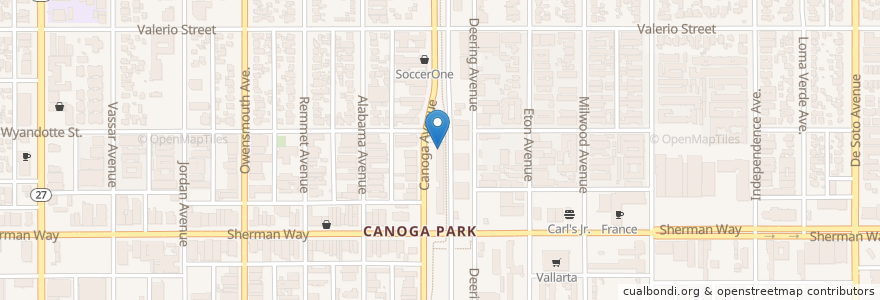 Mapa de ubicacion de Champs Hot Grill en United States, California, Los Angeles County, Los Angeles.