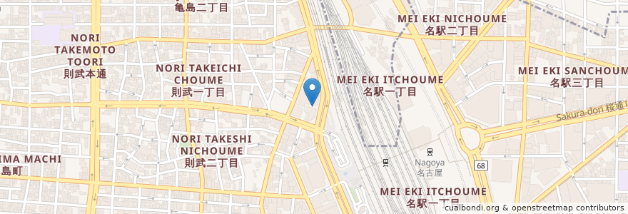 Mapa de ubicacion de トヨタレンタリース名古屋 名古屋駅太閤通口店 en 日本, 愛知県, 名古屋市, 中村区.
