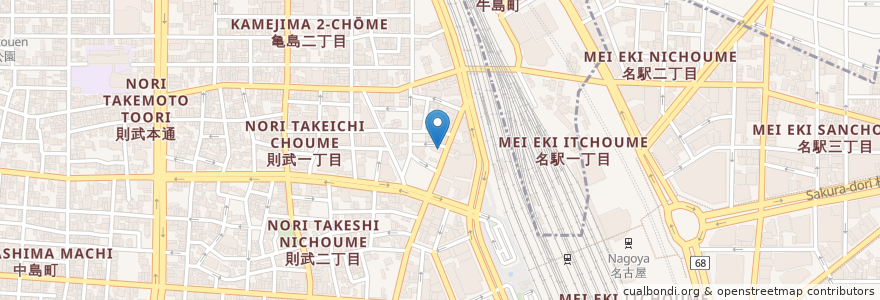 Mapa de ubicacion de 愛知商銀 en 일본, 아이치현, 나고야 시, 中村区.