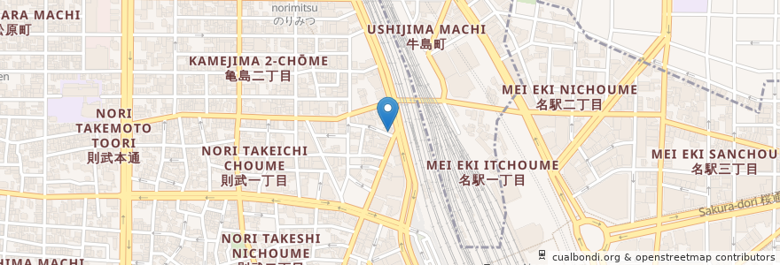 Mapa de ubicacion de 寿がきや en Japão, 愛知県, Nagoia, 中村区.