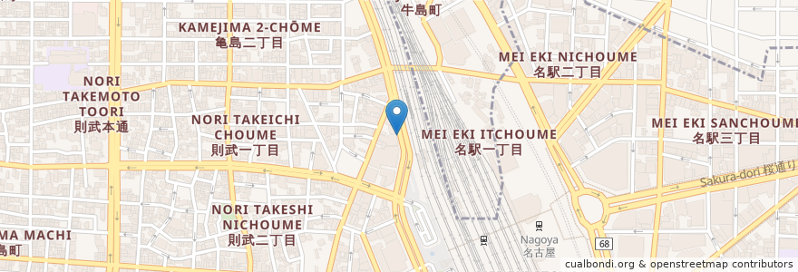 Mapa de ubicacion de 河合塾名駅キャンパス名駅校前 en Japón, Prefectura De Aichi, Nagoya, 中村区.