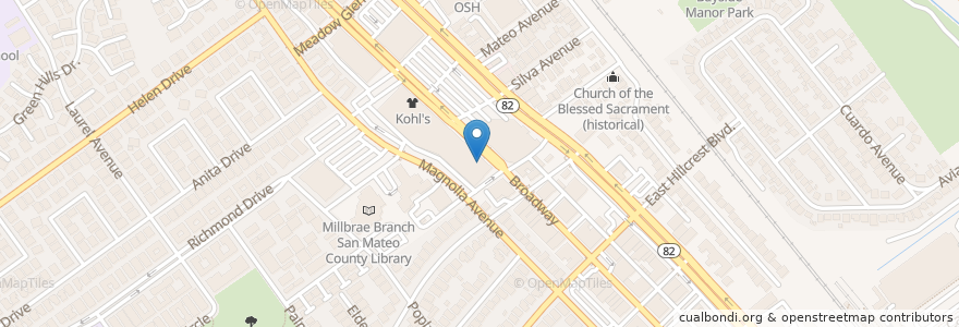 Mapa de ubicacion de Bank of America en Estados Unidos De América, California, San Mateo County, Millbrae.