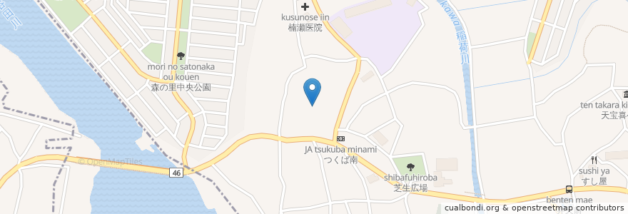 Mapa de ubicacion de 小茎神社 en 日本, 茨城県, つくば市.