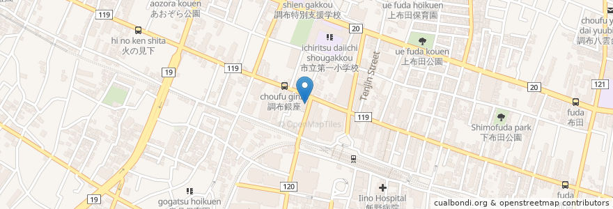 Mapa de ubicacion de なか卯 en 日本, 东京都/東京都, 調布市.